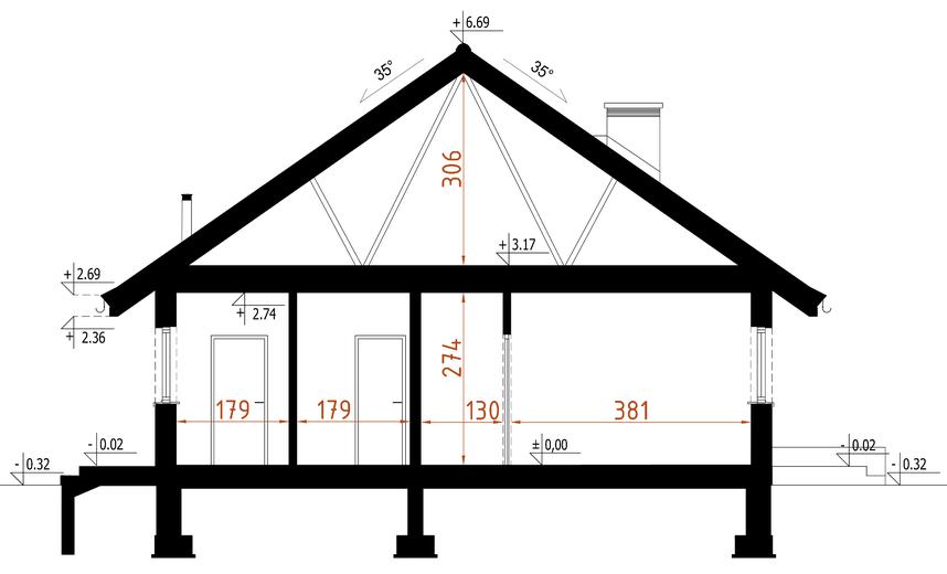 Projekt domu D332 wersja drewniana