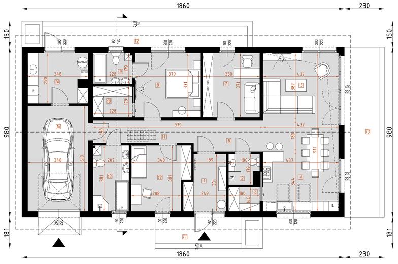 Projekt domu D332 wersja drewniana