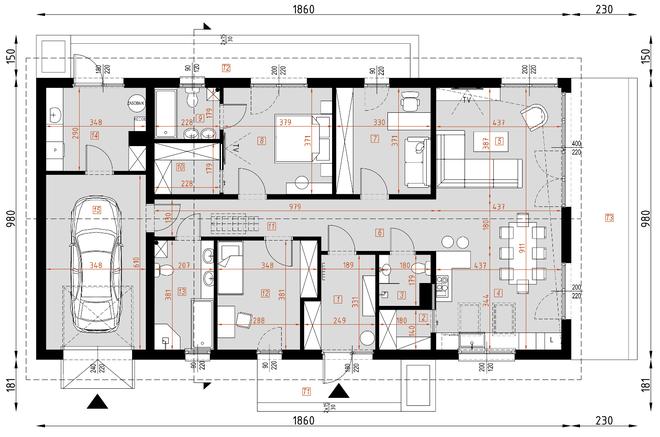 Projekt domu D332 wersja drewniana