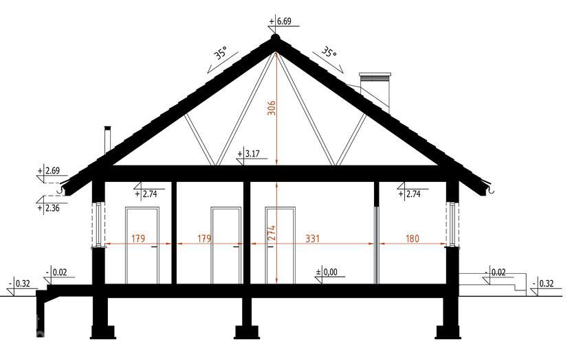 Projekt domu D340 wersja drewniana