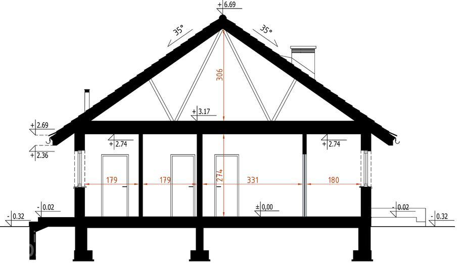 Projekt domu D340 wersja drewniana