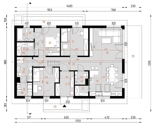 Projekt domu D340 wersja drewniana