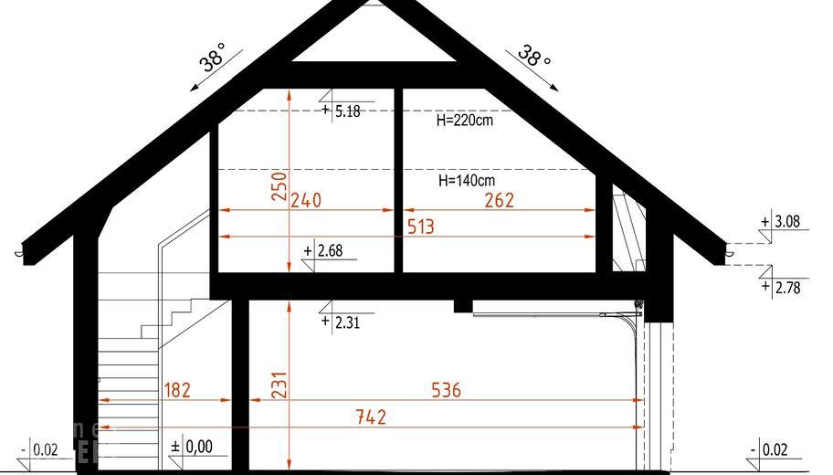 Projekt domu D401    wersja drewniana