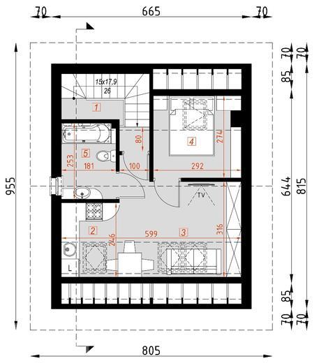 Projekt domu D401    wersja drewniana