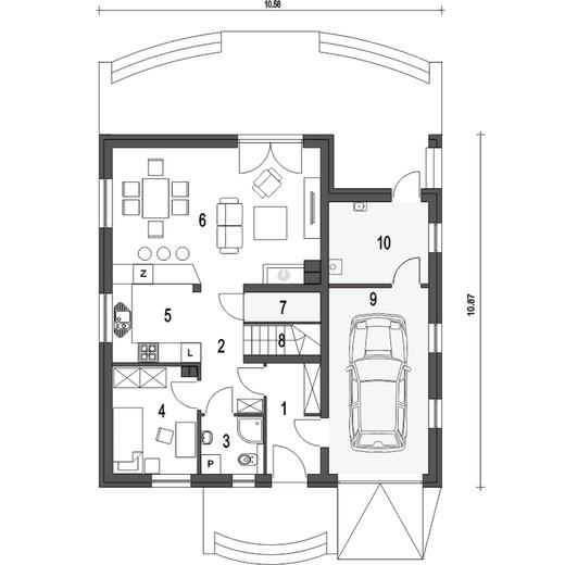 Aksel z garażem 1-st. [A]
