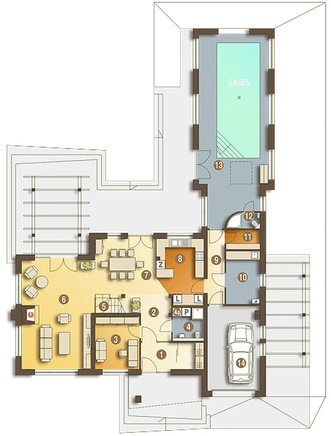 Alan z basenem z garażem 1-st. [A]
