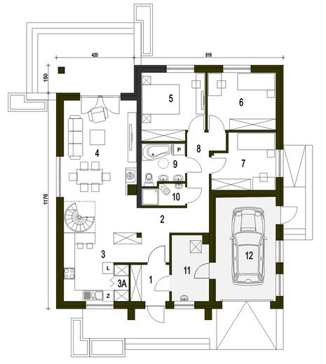 Alf II z garażem 1-st. [A]