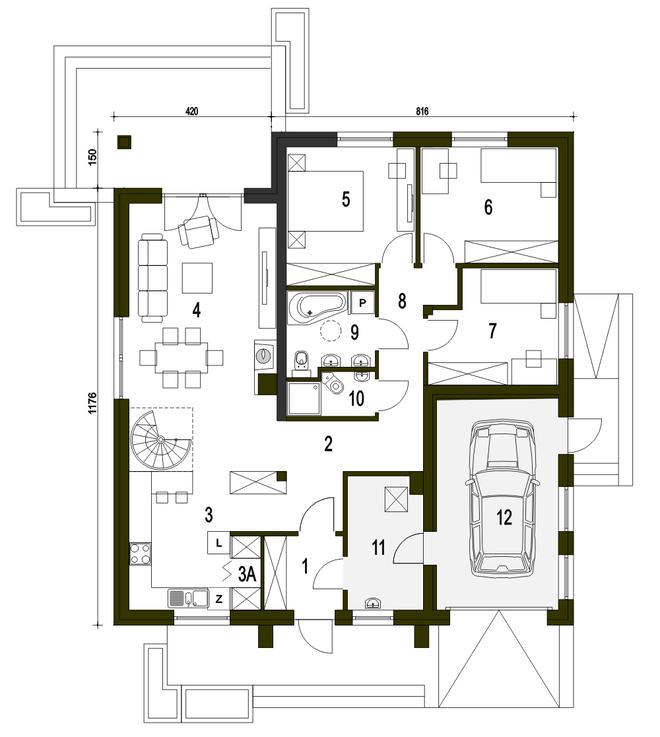 Alf II z garażem 1-st. [A]