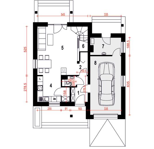 Biała z garażem 1-st. [A]