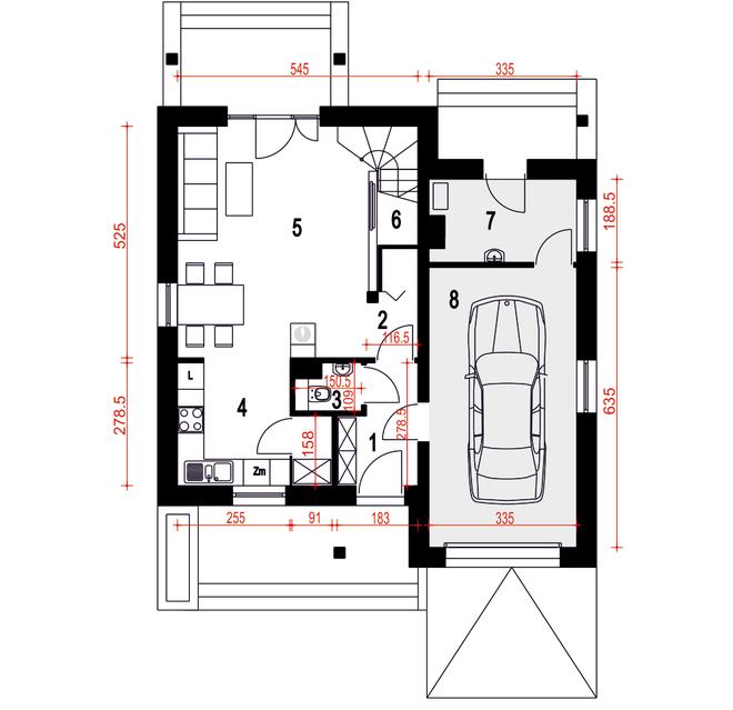 Biała z garażem 1-st. [A]