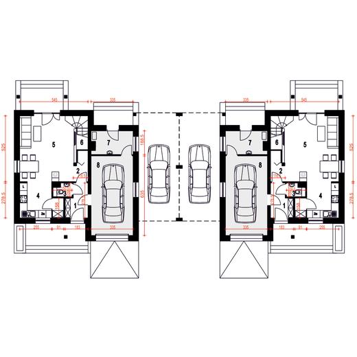 Biała z garażem i wiatą [A1-BL]