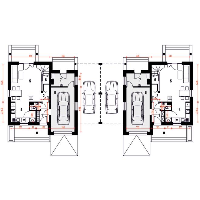 Biała z garażem i wiatą [A1-BL]