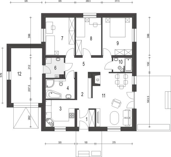 Bogna z garażem 1-st. [A]