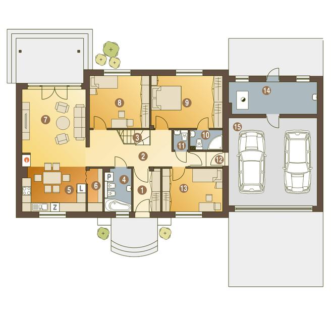 Derkacz z garażem 2-st. [A1]