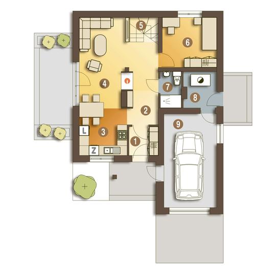 Drop z garażem 1-st. [A]