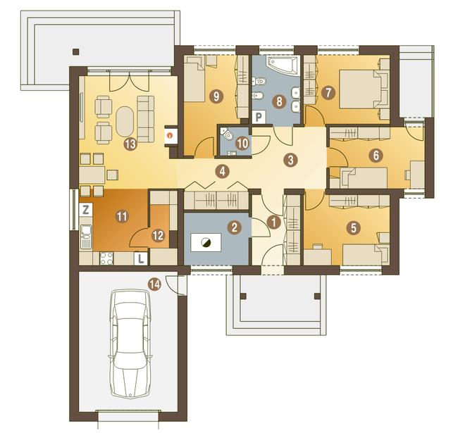 Gąska z garażem 1-st. [A]