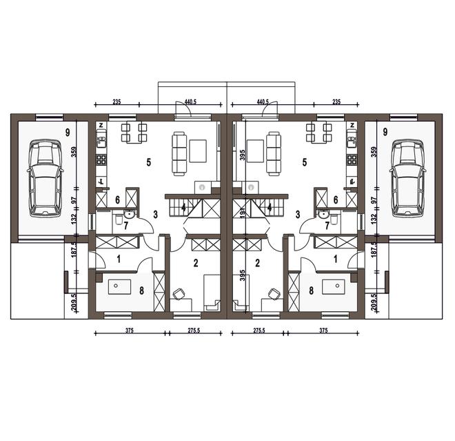 Głuszec z garażem 1-st. [A-BL2]