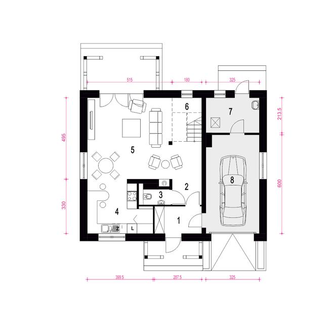Iga styl z garażem 1-st. [A]