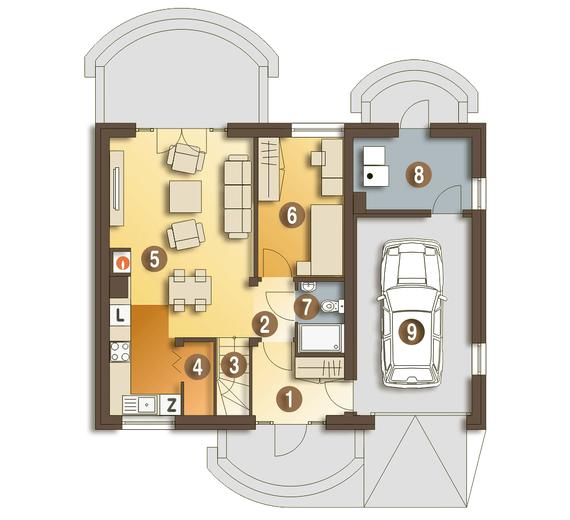 Inka z garażem 1-st. [A]