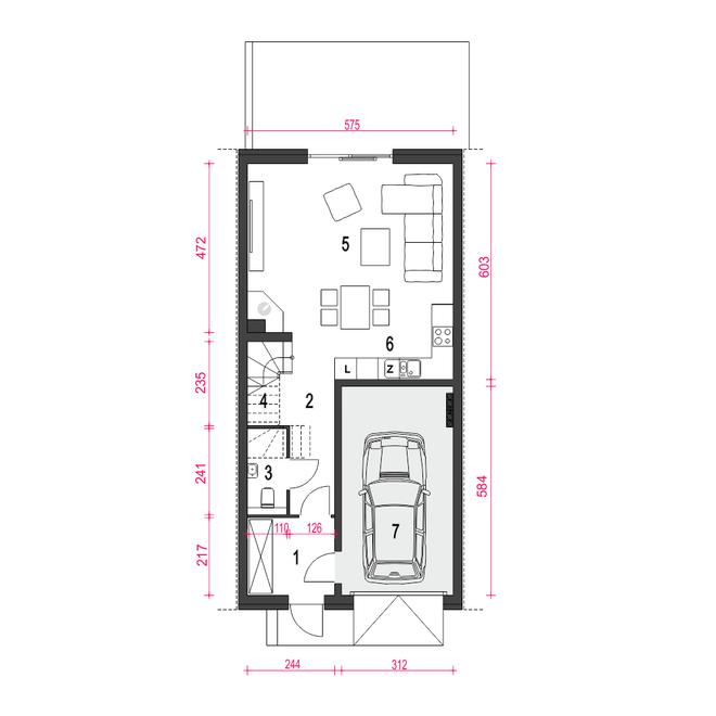 Jukka z garażem 1-st. [A1-SZP]