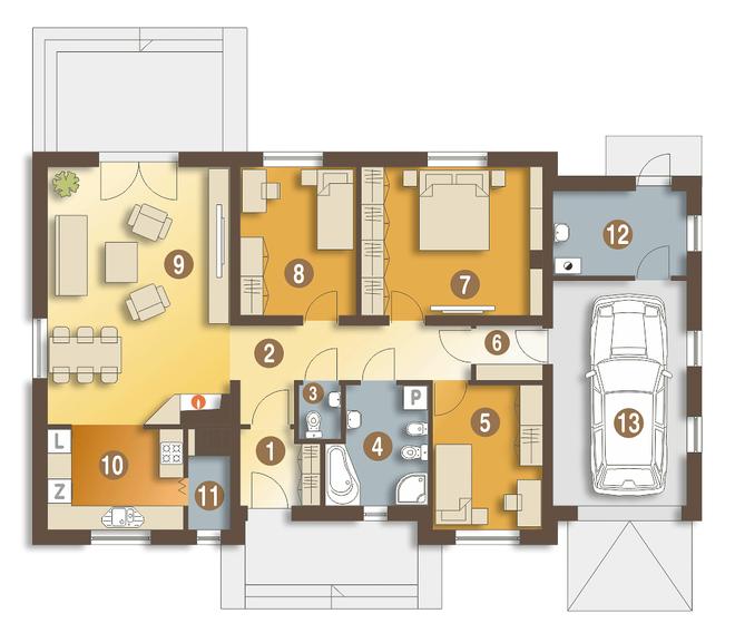 Julek styl z garażem 1-st. [A]