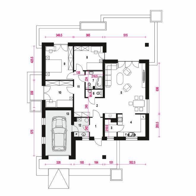 Kalcyt z garażem 1-st. [A]