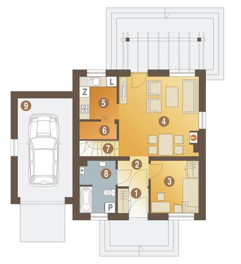 Koliber z garażem 1-st. [A]