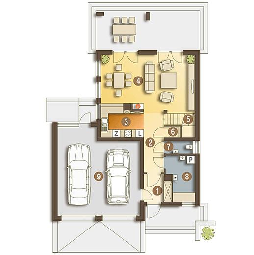 Leo z garażem 2-st. [A]