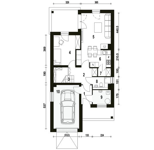 Makolągwa z garażem 1-st. [A]
