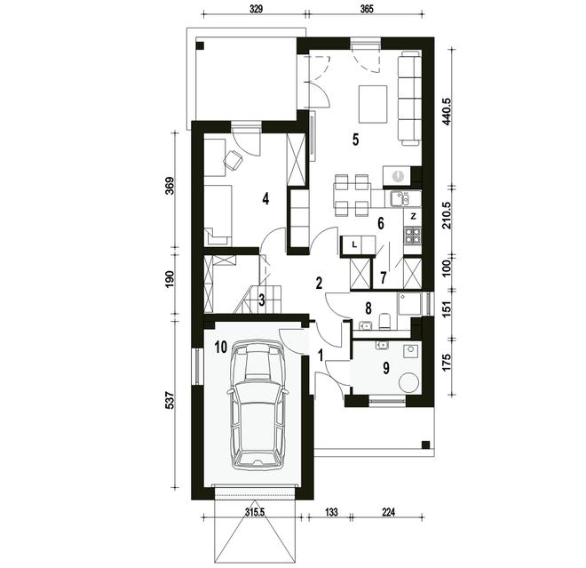Makolągwa z garażem 1-st. [A]