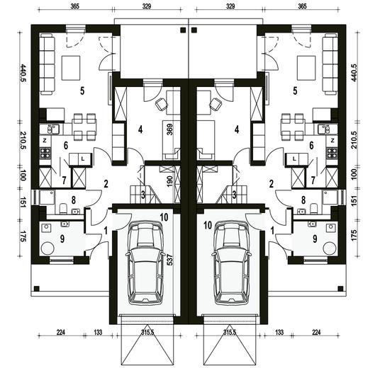 Makolągwa z garażem 1-st. [A-BL1]
