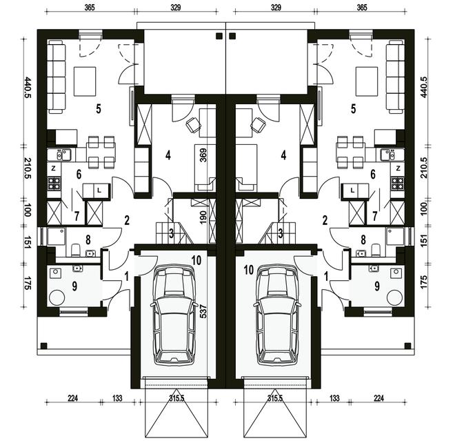 Makolągwa z garażem 1-st. [A-BL1]