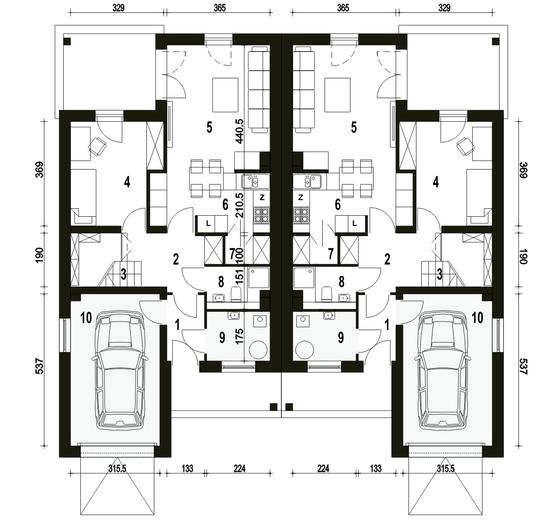Makolągwa z garażem 1-st. [A-BL2]