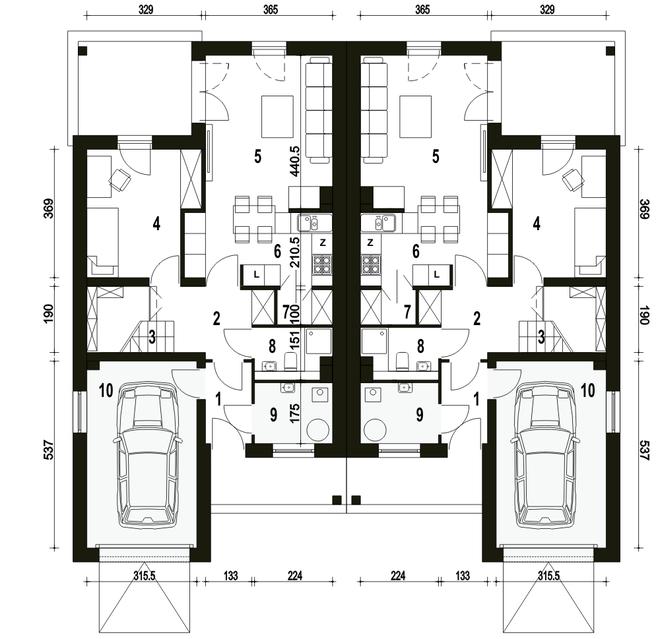 Makolągwa z garażem 1-st. [A-BL2]