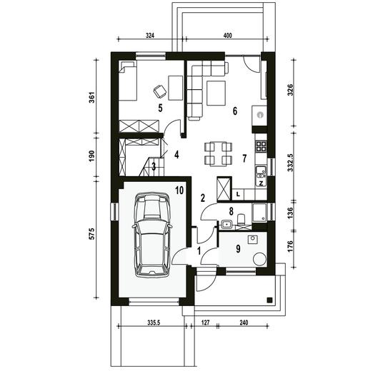 Mazurek z garażem 1-st. [A]