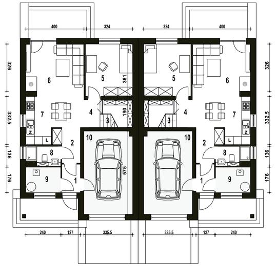 Mazurek z garażem 1-st. [A-BL1]