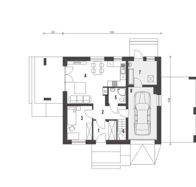 Monika z garażem i wiatą [A1]