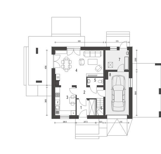 Monika II z garażem i wiatą [A1]