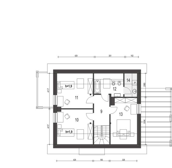 Monika II z garażem i wiatą [A1]