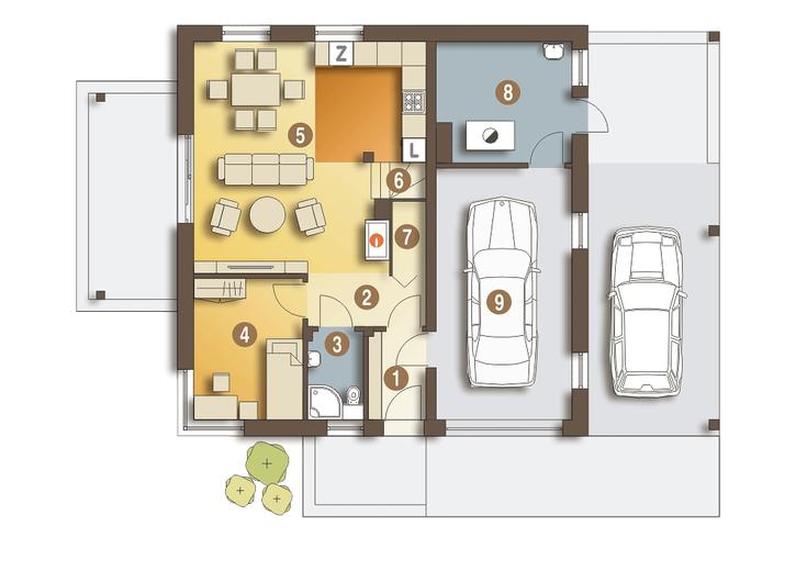 Nowinka II z garażem i wiatą [A1]