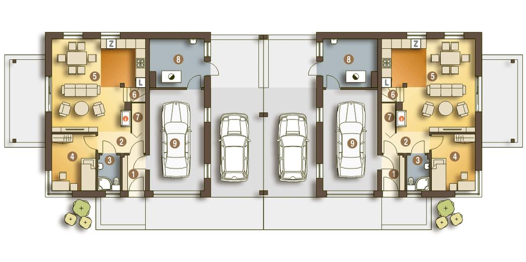 Nowinka II z garażem i wiatą [A1-BL1]