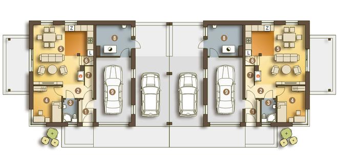 Nowinka II z garażem i wiatą [A1-BL1]