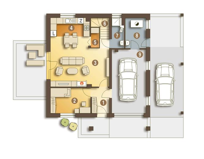 Nowinka III z garażem i wiatą [A1]