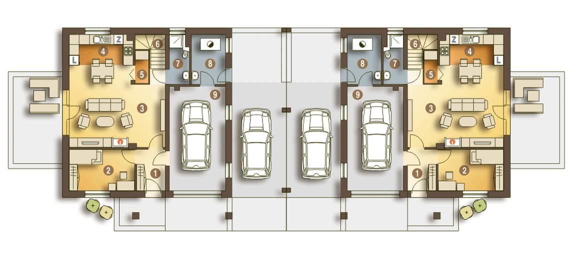 Nowinka III z garażem i wiatą [A1-BL1]