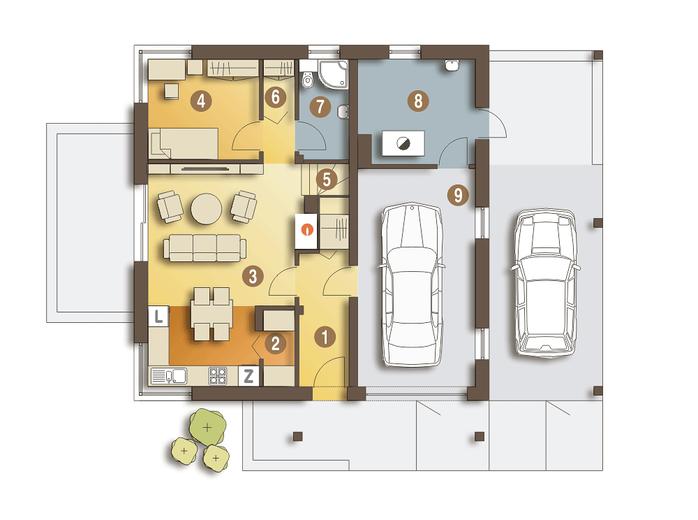 Nowinka IV z garażem i wiatą [A1]
