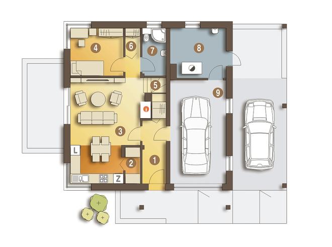 Nowinka IV z garażem i wiatą [A1]
