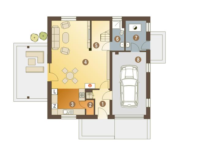 Nowinka V z garażem 1-st. [A]