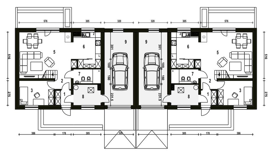 Sosnówka z garażem 1-st. [A-BL1]
