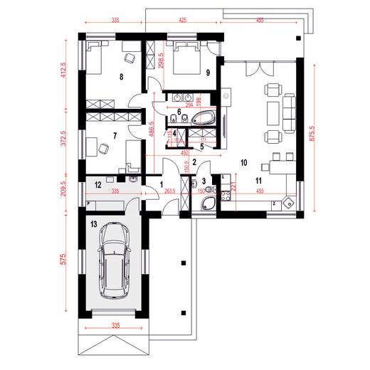 Tomaszek III Novum z garażem 1-st. [A]