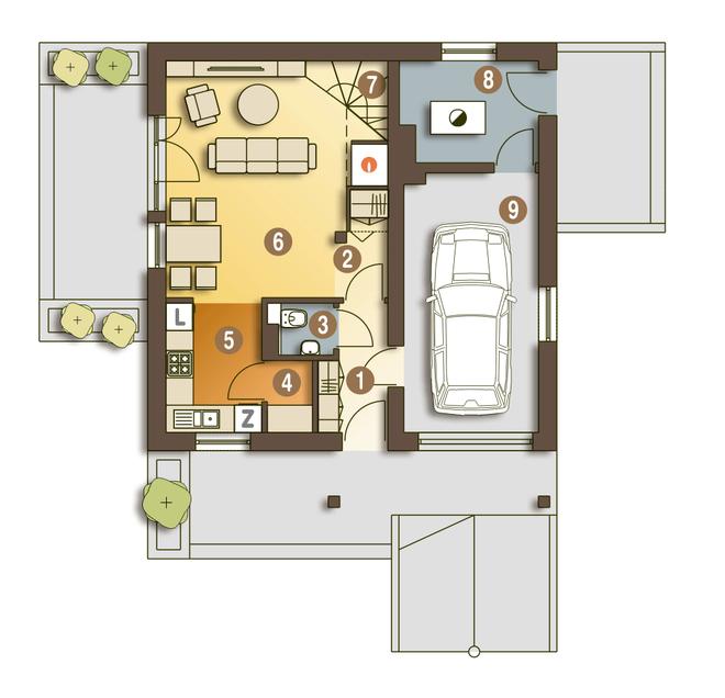 Turkawka z garażem 1-st. [A]